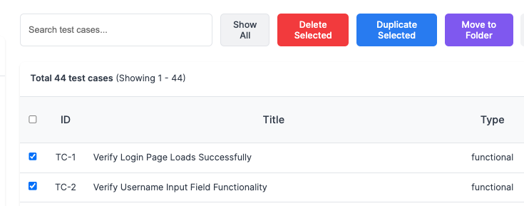 search on test run detail page